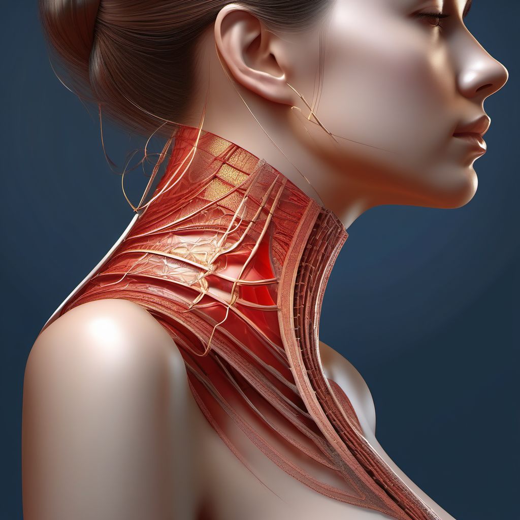 Laceration without foreign body of unspecified part of neck digital illustration