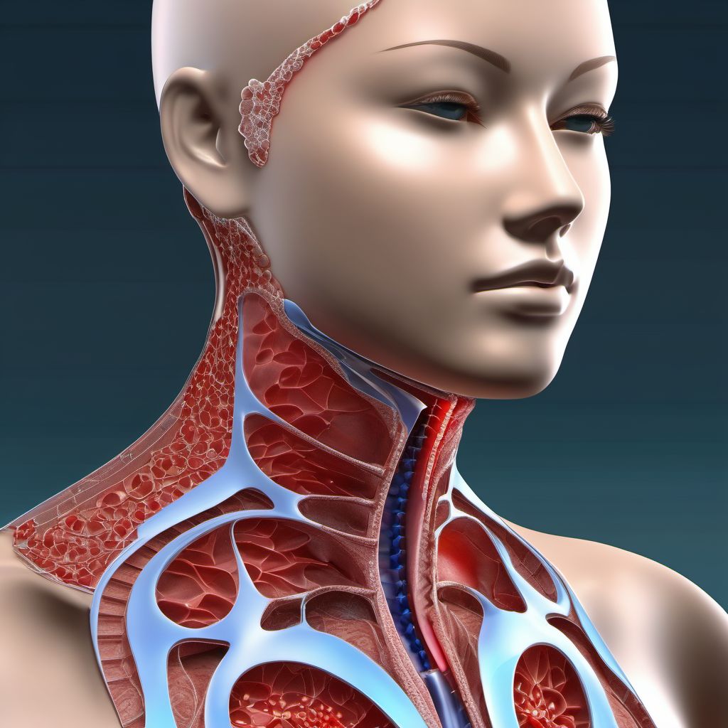 Laceration with foreign body of unspecified part of neck digital illustration