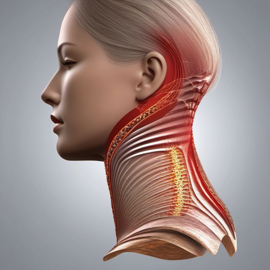 Puncture wound without foreign body of unspecified part of neck digital illustration