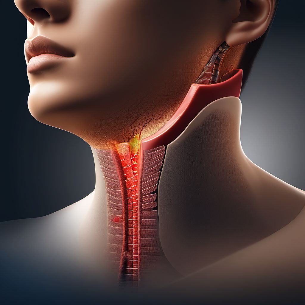 Puncture wound with foreign body of unspecified part of neck digital illustration