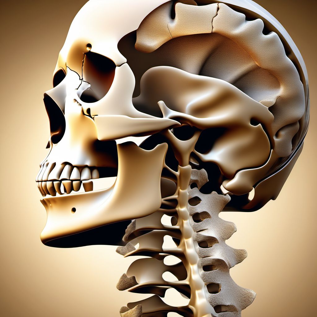 Unspecified displaced fracture of first cervical vertebra digital illustration