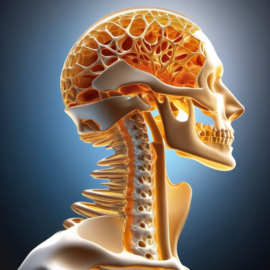 Unstable burst fracture of first cervical vertebra digital illustration