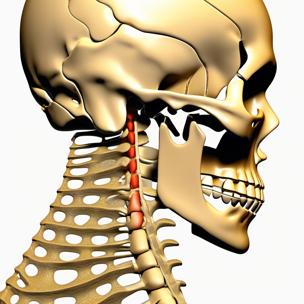 Displaced posterior arch fracture of first cervical vertebra digital illustration