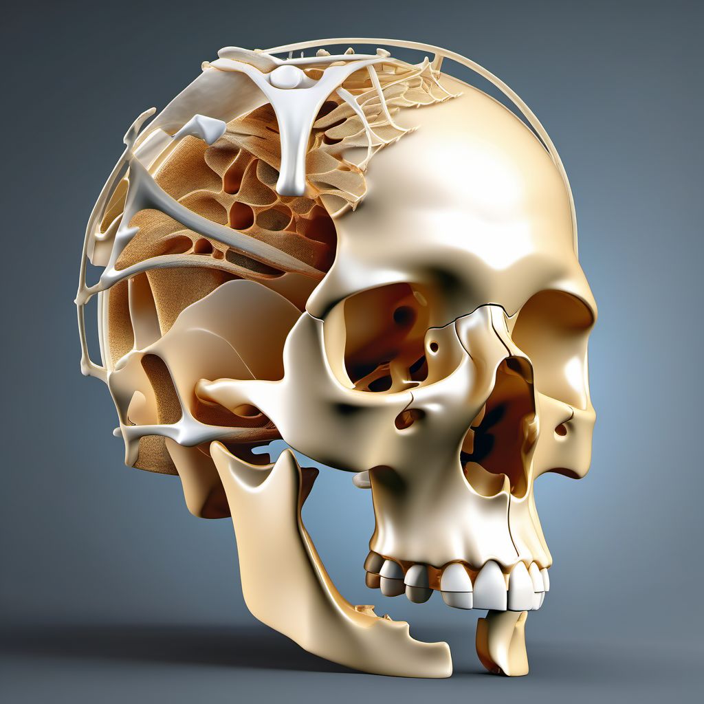 Unspecified displaced fracture of third cervical vertebra digital illustration