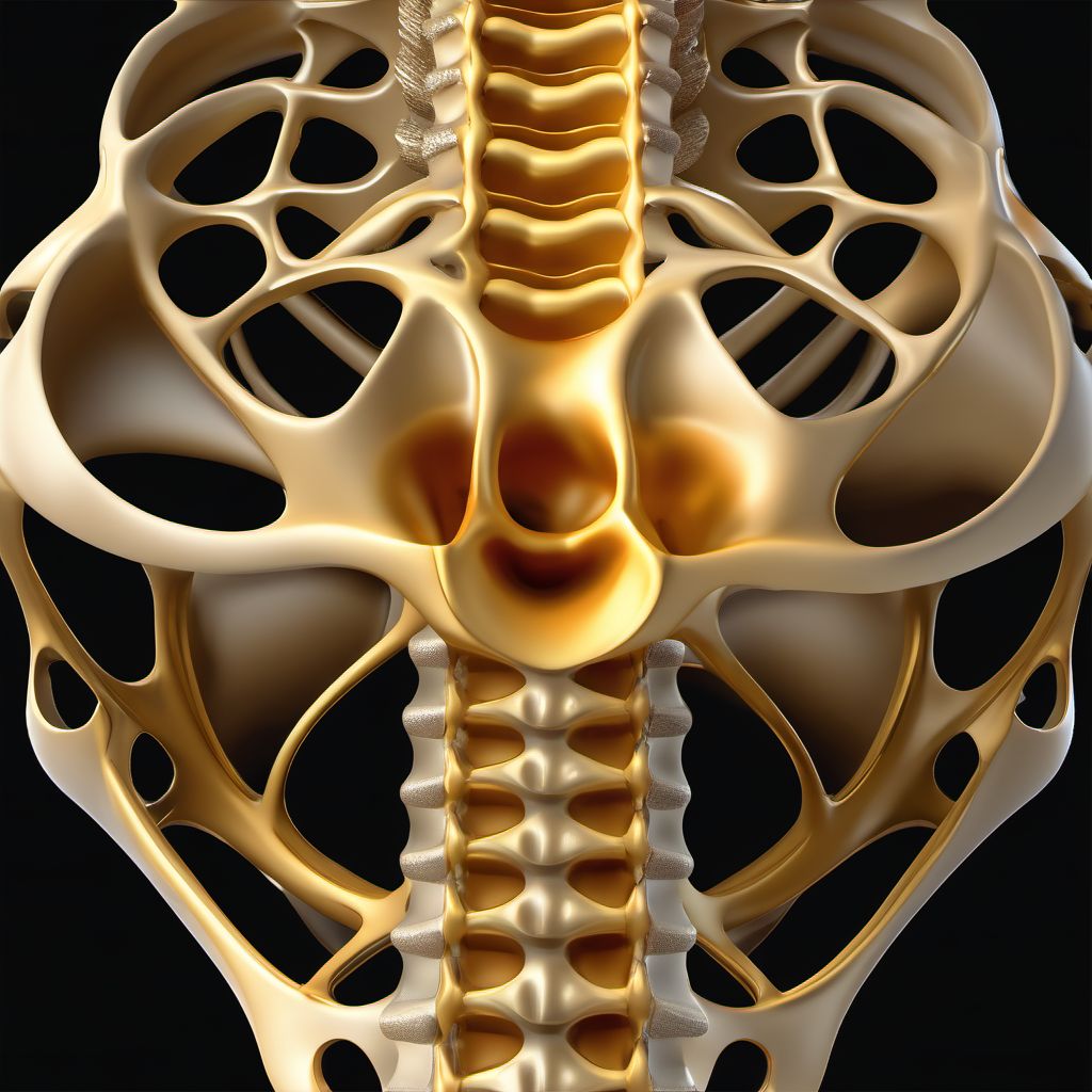 Unspecified traumatic nondisplaced spondylolisthesis of fourth cervical vertebra digital illustration