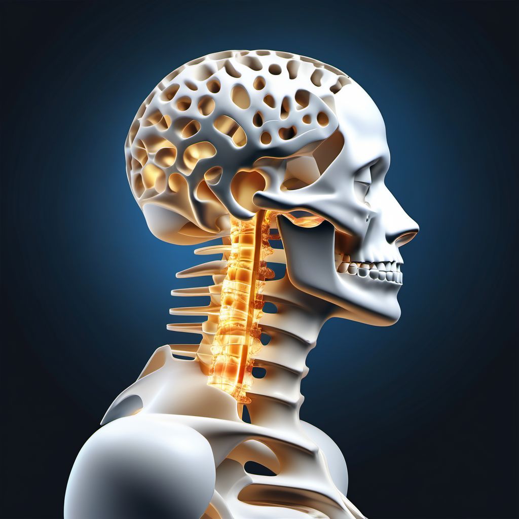 Unspecified fracture of seventh cervical vertebra digital illustration