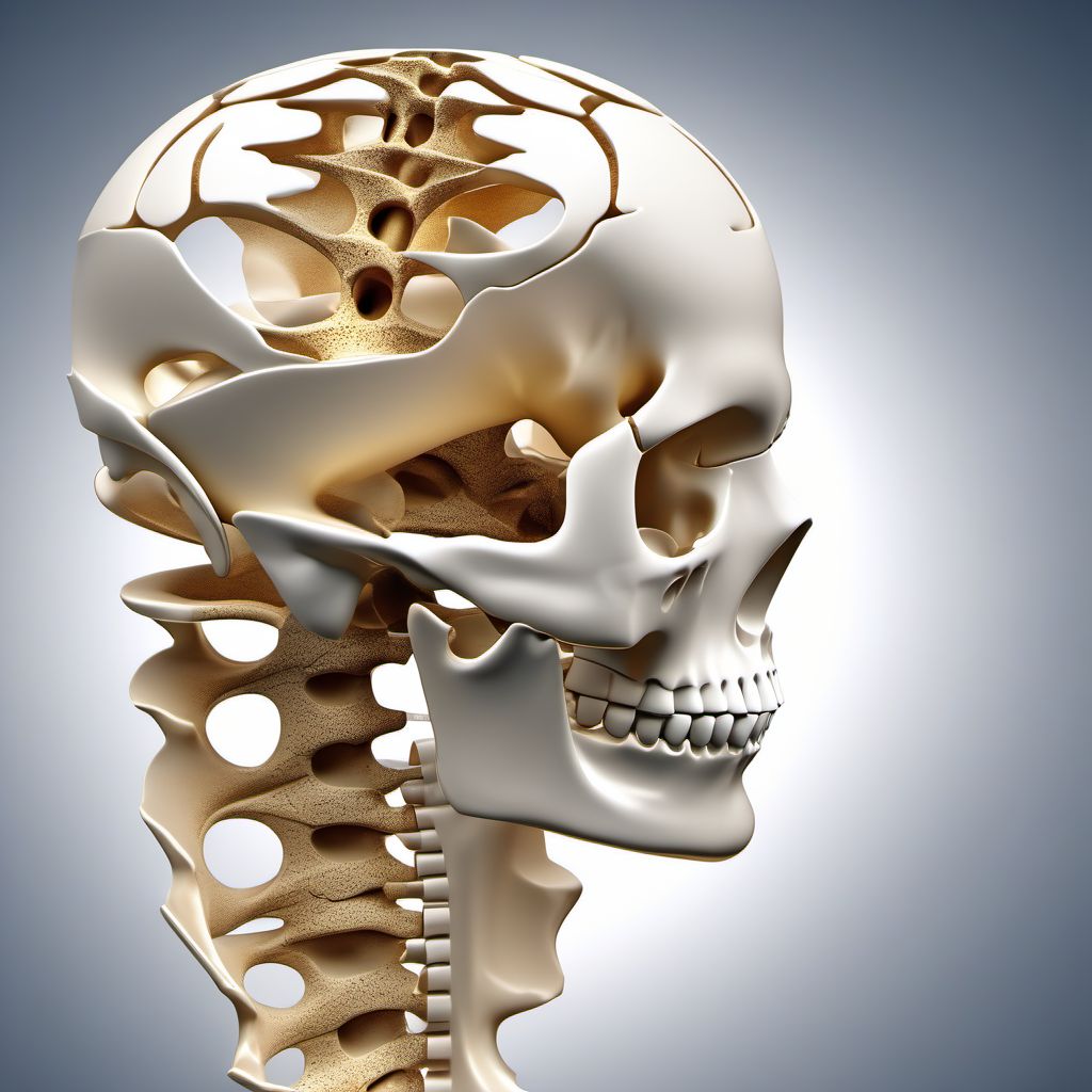 Unspecified displaced fracture of seventh cervical vertebra digital illustration