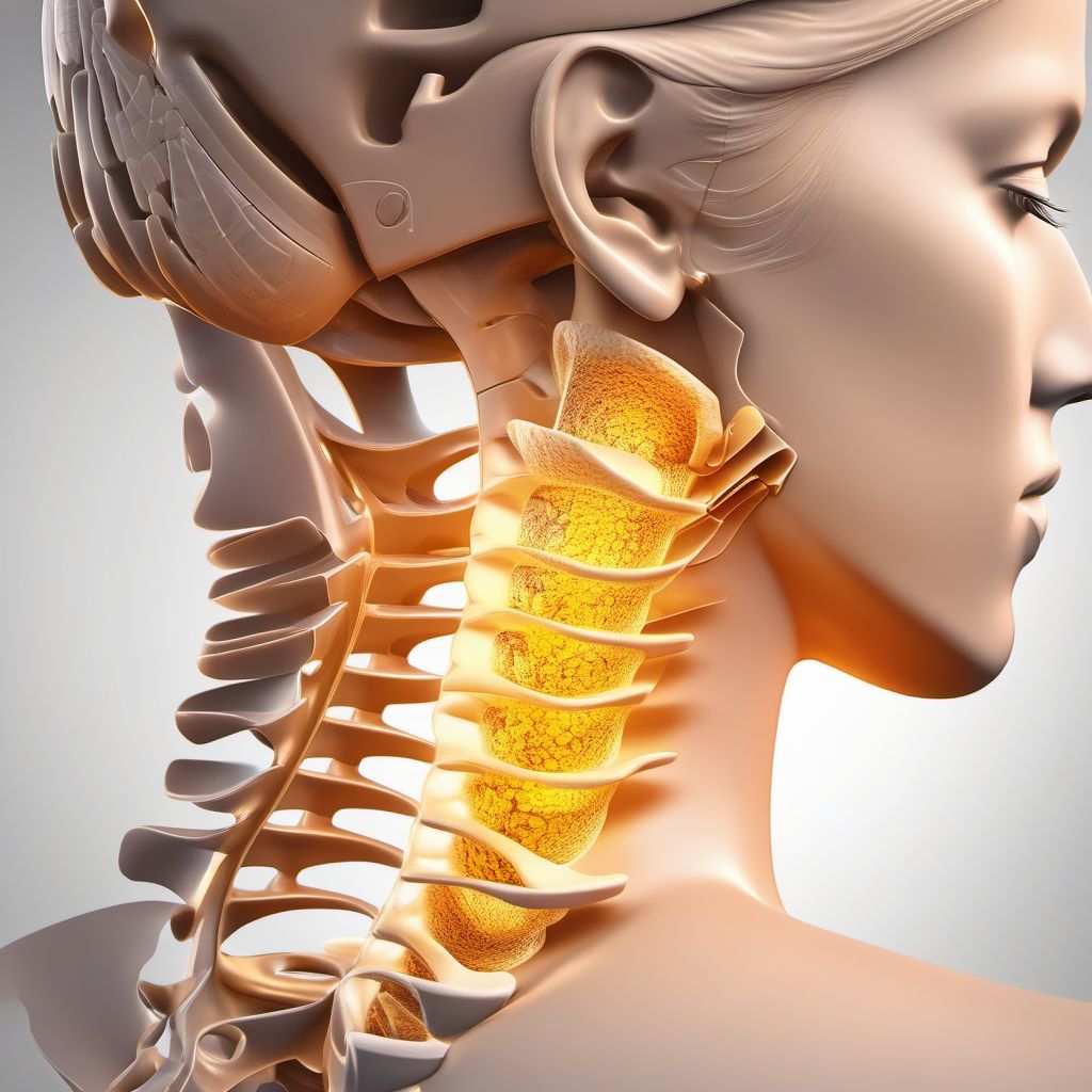 Traumatic rupture of cervical intervertebral disc digital illustration