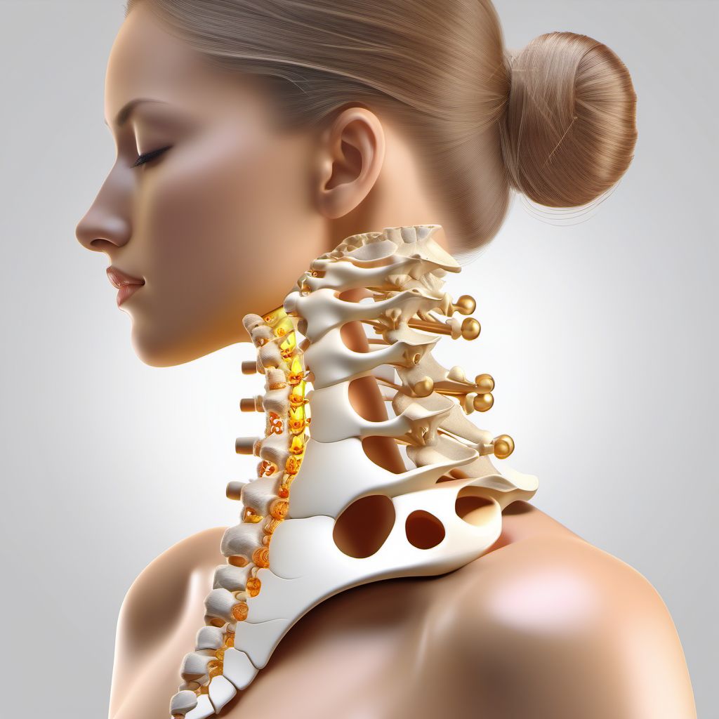 Subluxation and dislocation of C0/C1 cervical vertebrae digital illustration