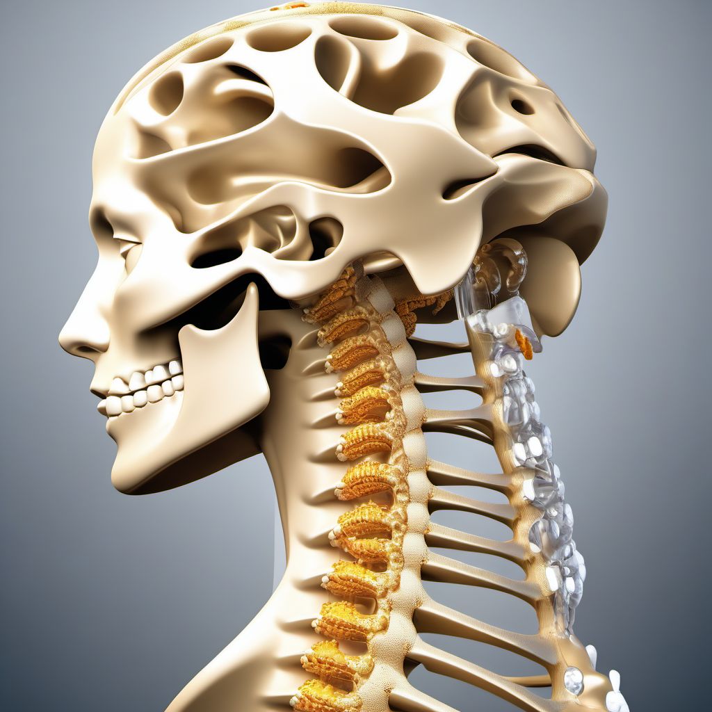 Subluxation and dislocation of C1/C2 cervical vertebrae digital illustration