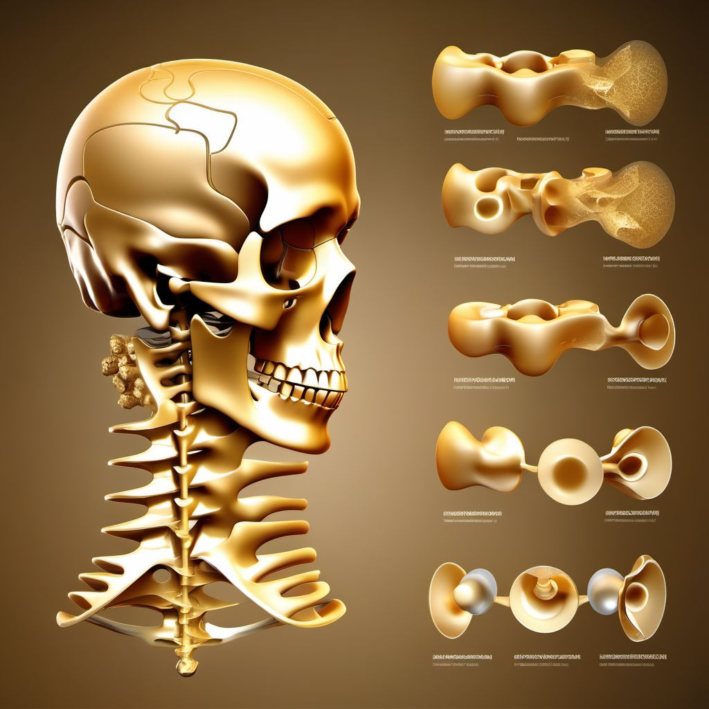 Subluxation and dislocation of C3/C4 cervical vertebrae digital illustration