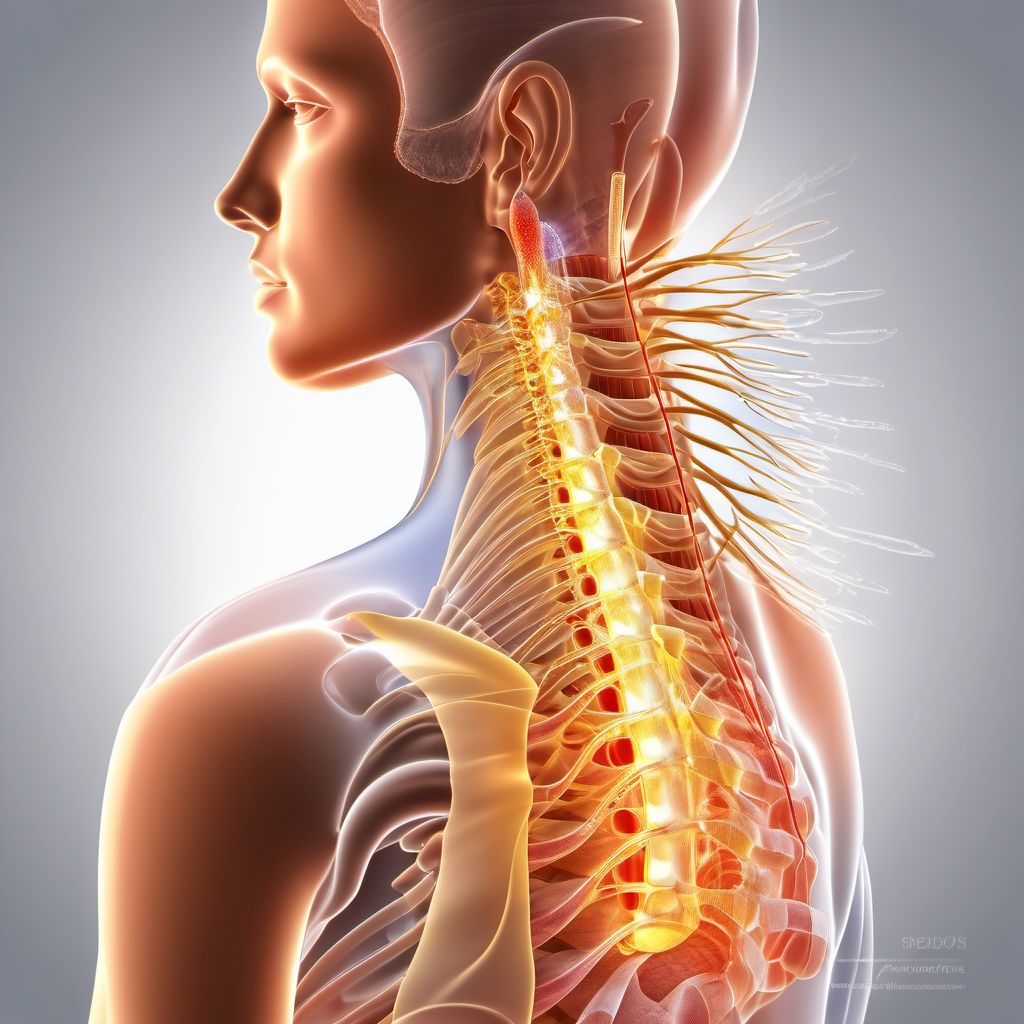 Injury of nerves and spinal cord at neck level digital illustration