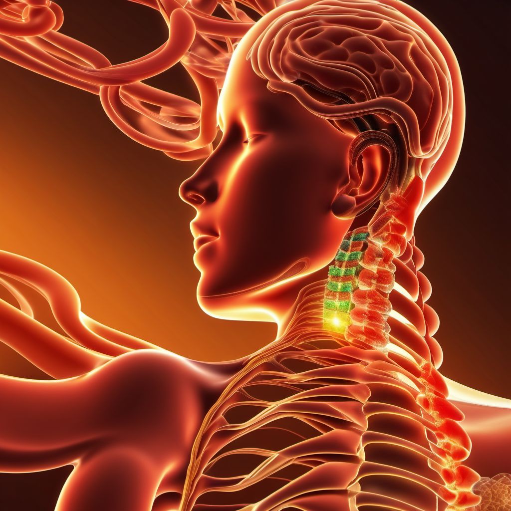 Unspecified injury at C1 level of cervical spinal cord digital illustration