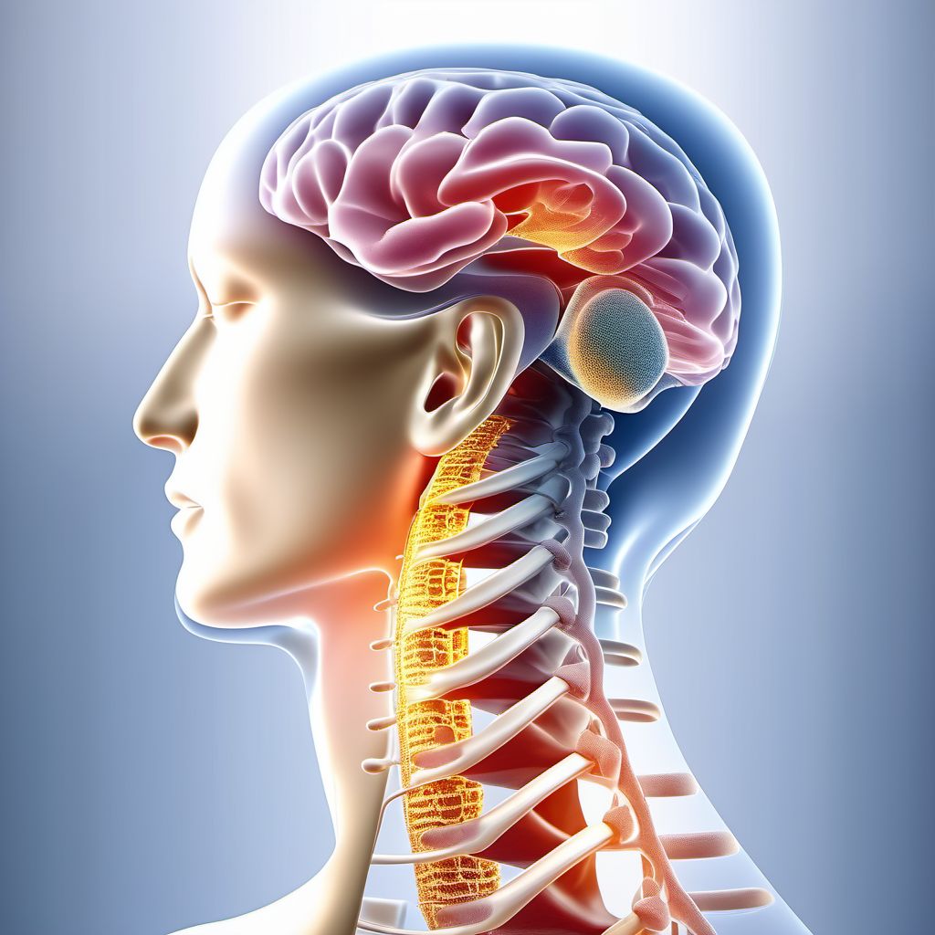 Unspecified injury at C2 level of cervical spinal cord digital illustration