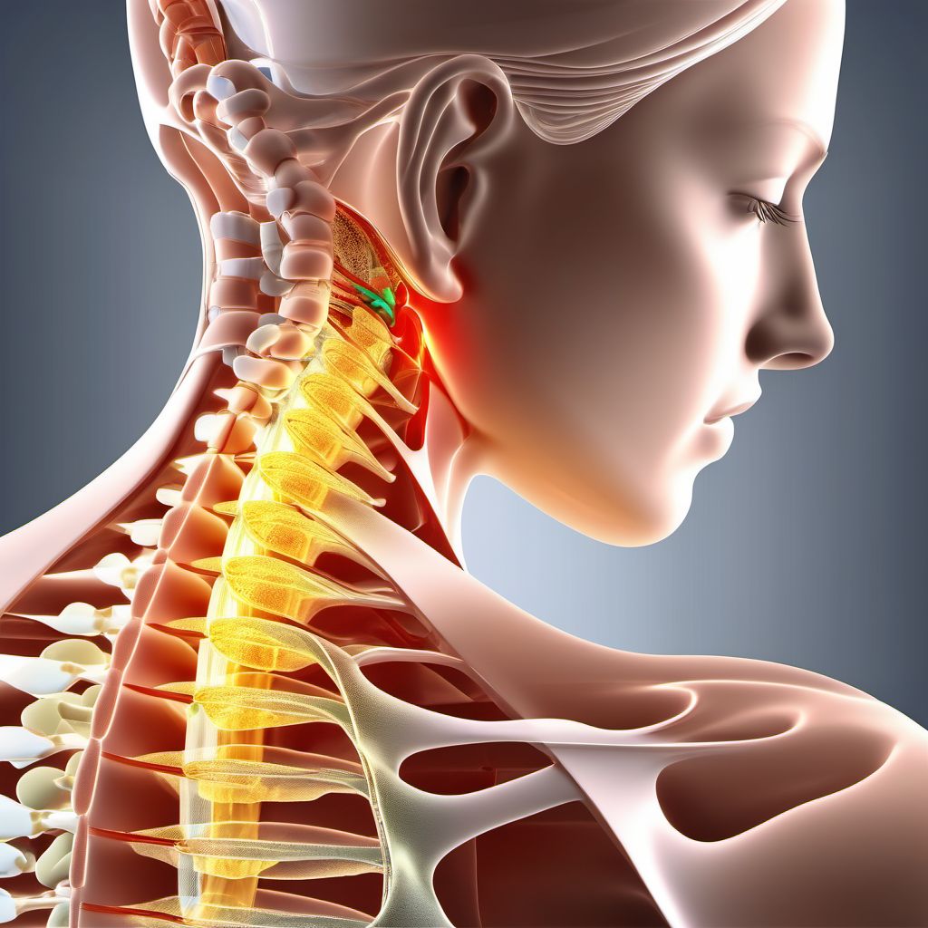 Unspecified injury at C3 level of cervical spinal cord digital illustration