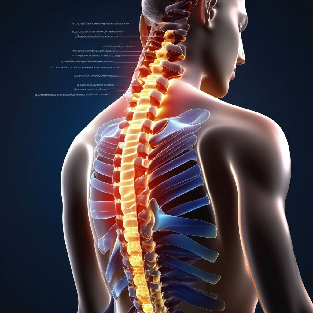 Unspecified injury at C6 level of cervical spinal cord digital illustration