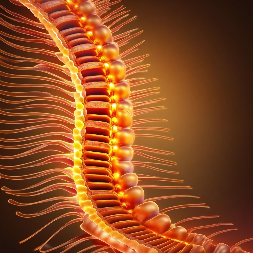 Unspecified injury at C7 level of cervical spinal cord digital illustration