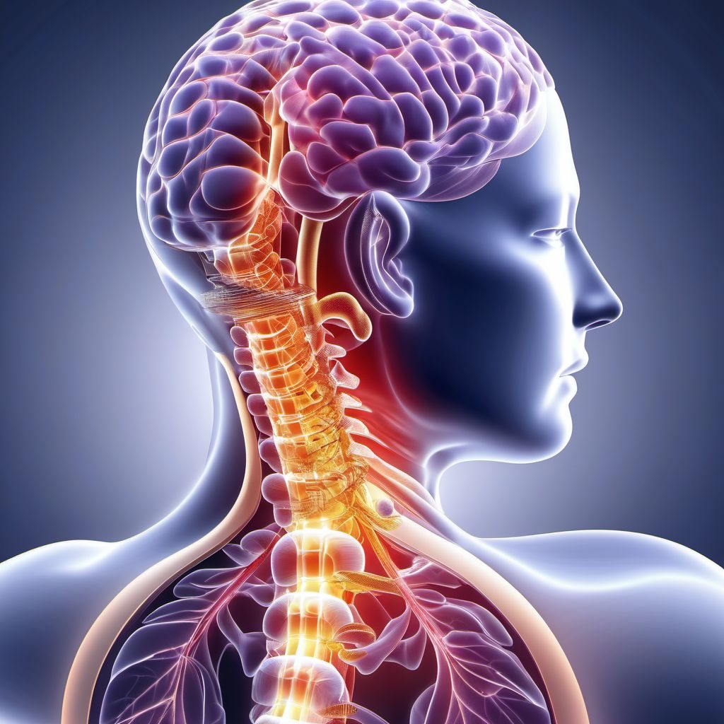 Unspecified injury at C8 level of cervical spinal cord digital illustration