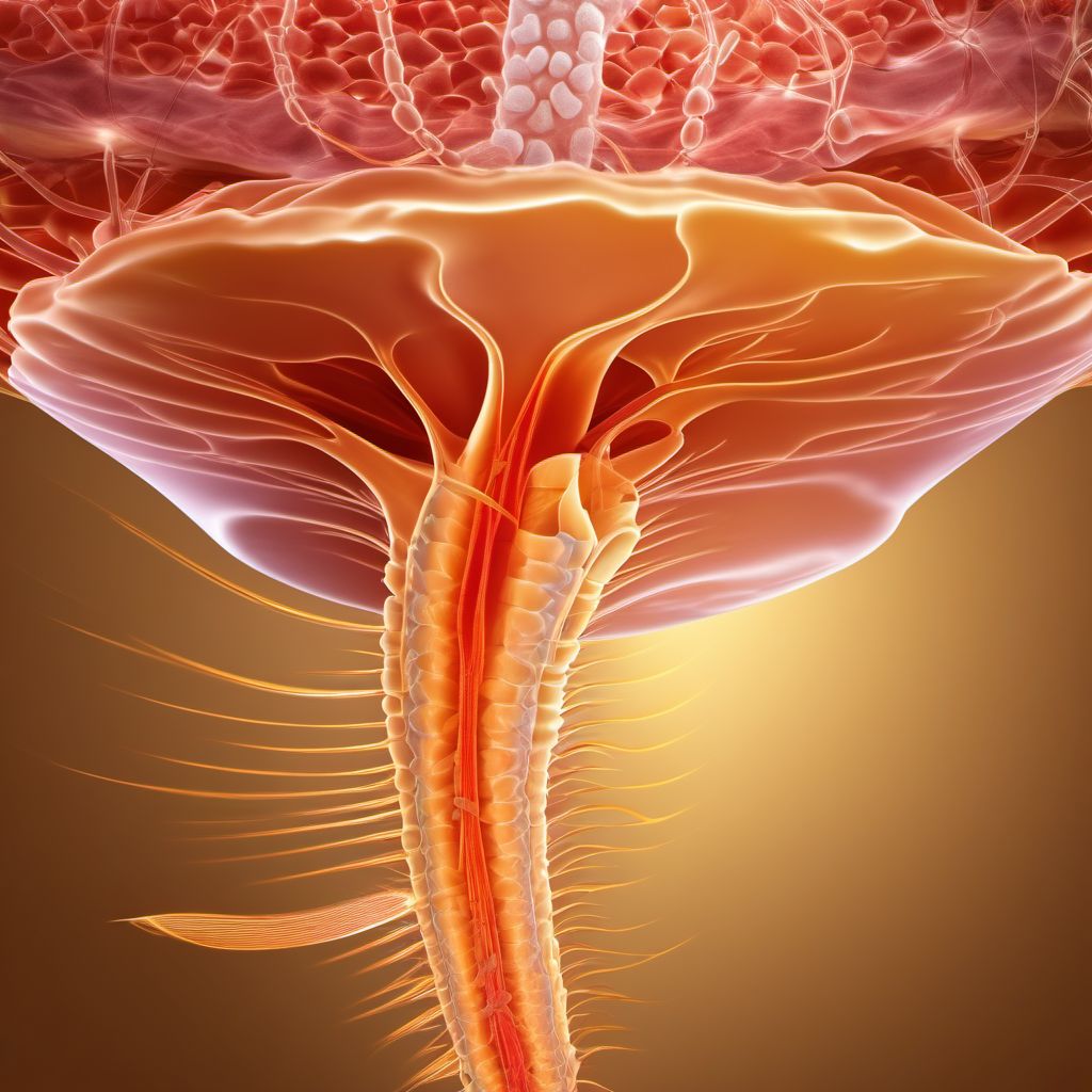 Complete lesion at C1 level of cervical spinal cord digital illustration