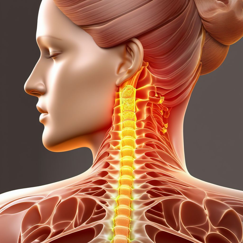Complete lesion at C4 level of cervical spinal cord digital illustration