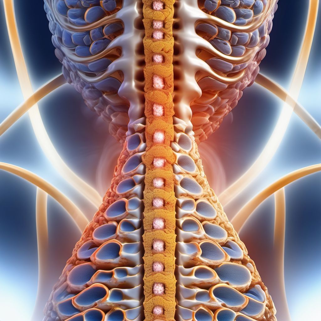 Complete lesion at C5 level of cervical spinal cord digital illustration