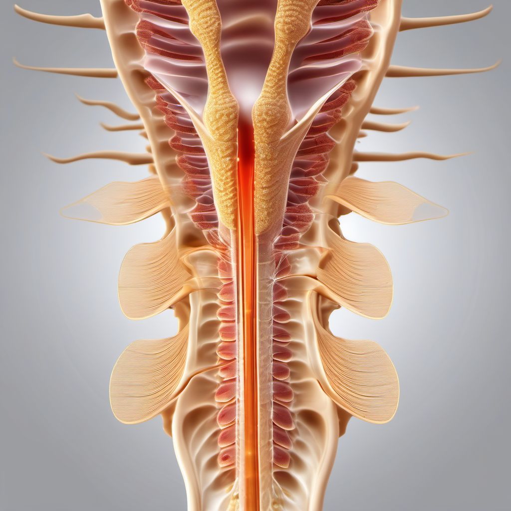 Complete lesion at unspecified level of cervical spinal cord digital illustration
