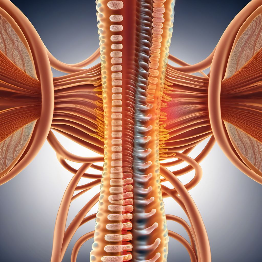 Central cord syndrome at C1 level of cervical spinal cord digital illustration