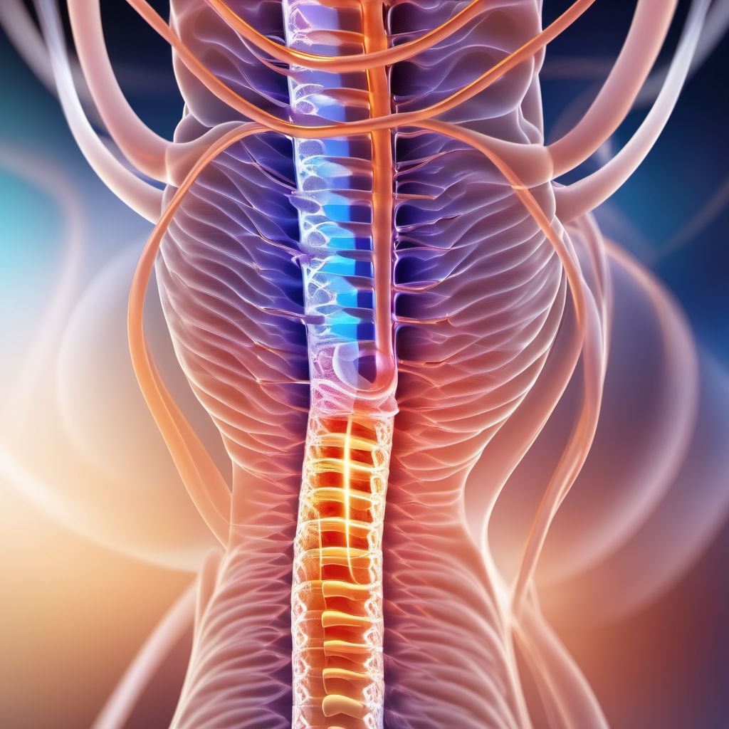Central cord syndrome at C4 level of cervical spinal cord digital illustration
