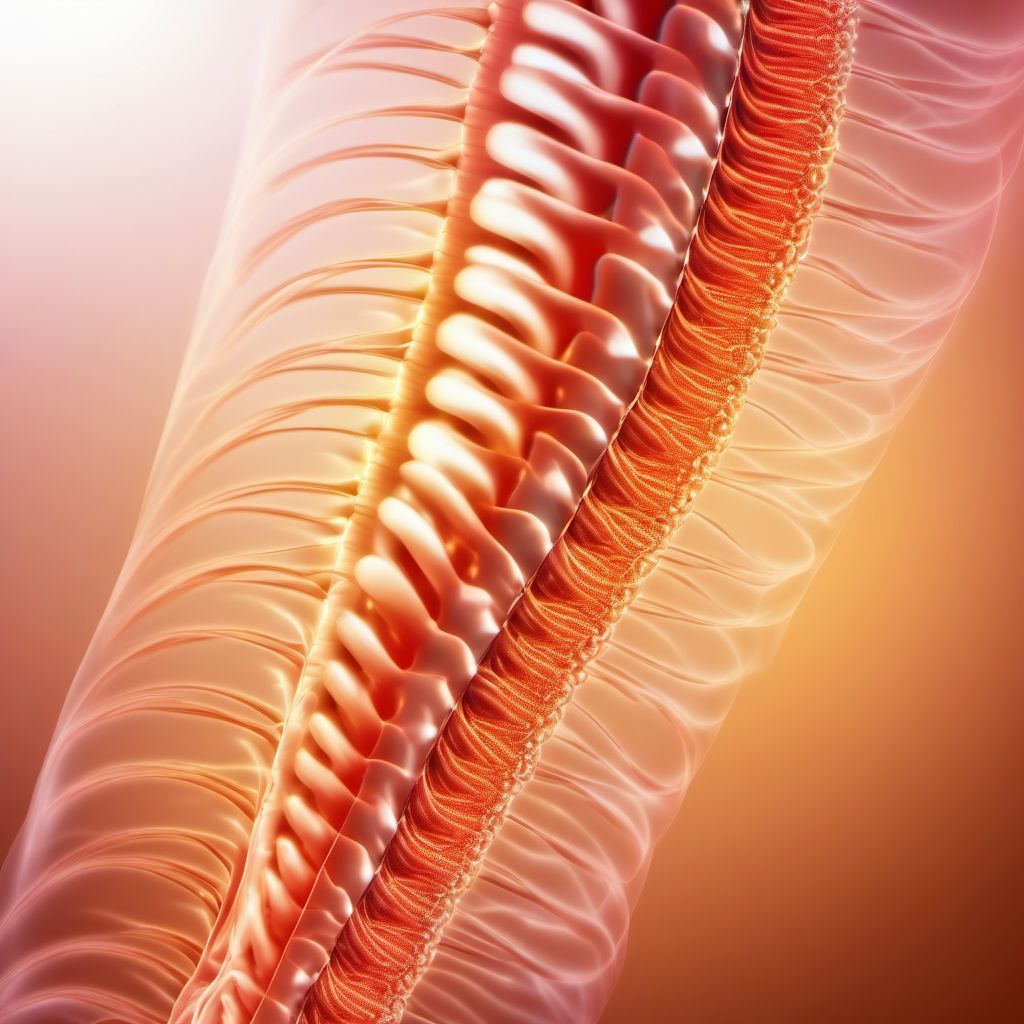 Central cord syndrome at C7 level of cervical spinal cord digital illustration
