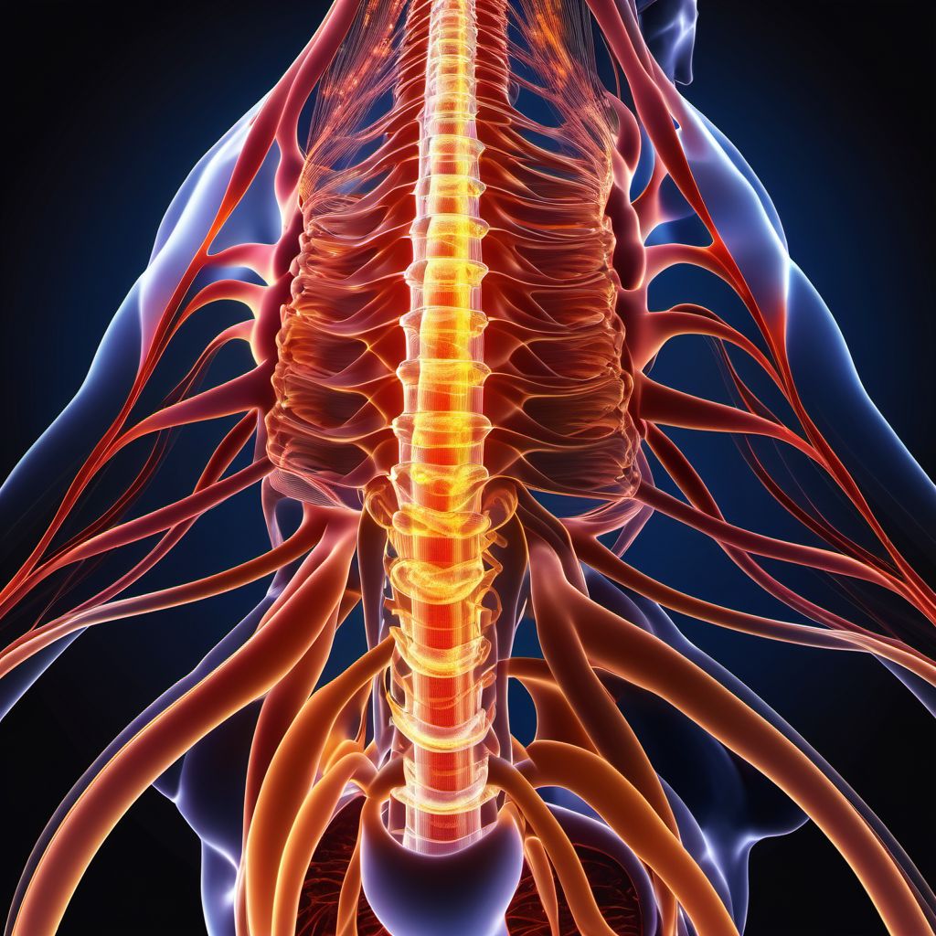 Central cord syndrome at C8 level of cervical spinal cord digital illustration