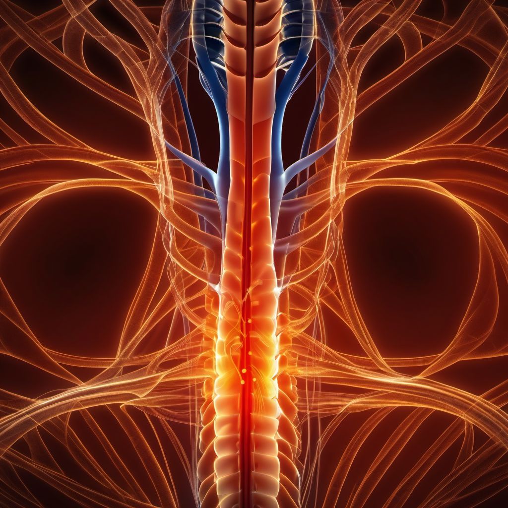 Anterior cord syndrome at C7 level of cervical spinal cord digital illustration