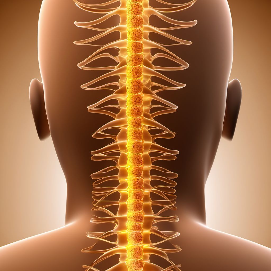 Brown-Sequard syndrome at C6 level of cervical spinal cord digital illustration