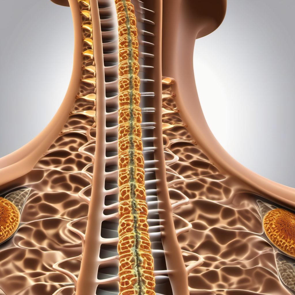 Brown-Sequard syndrome at C7 level of cervical spinal cord digital illustration