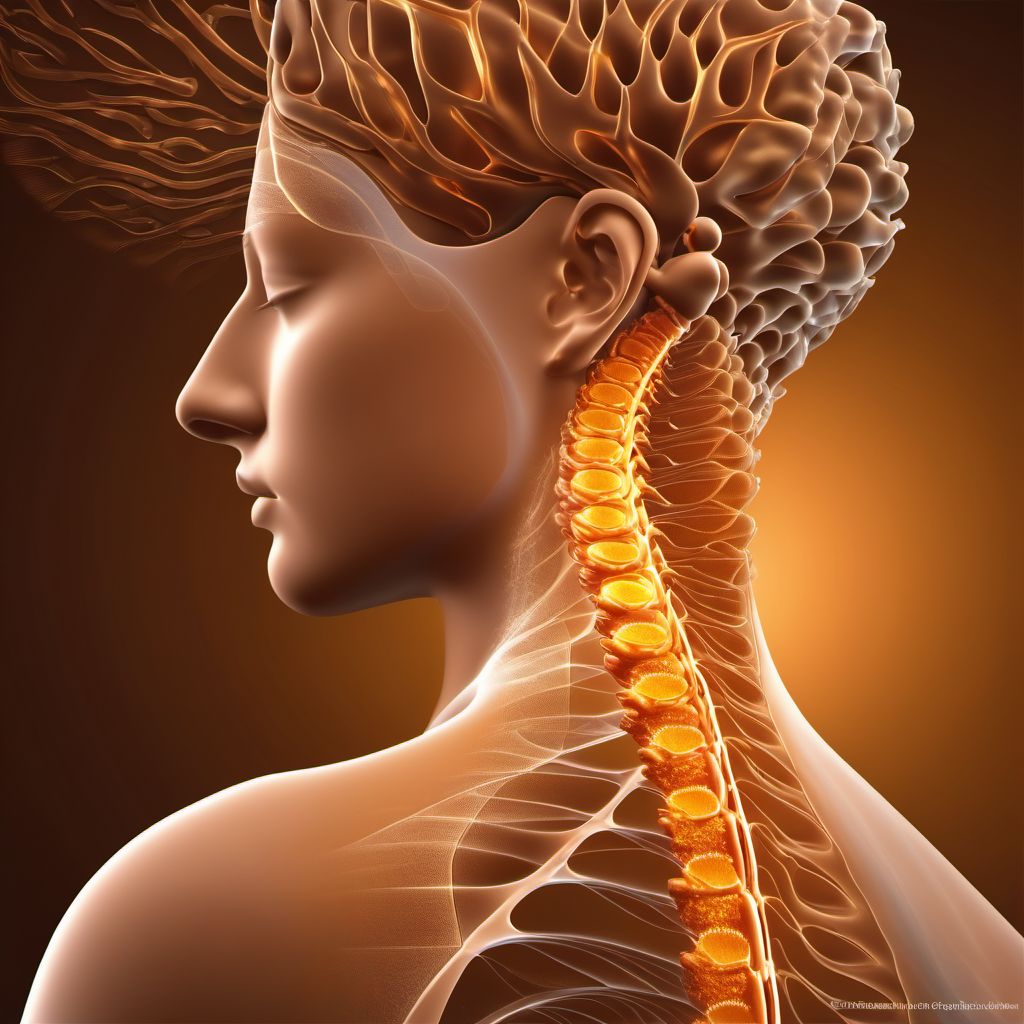 Brown-Sequard syndrome at C8 level of cervical spinal cord digital illustration