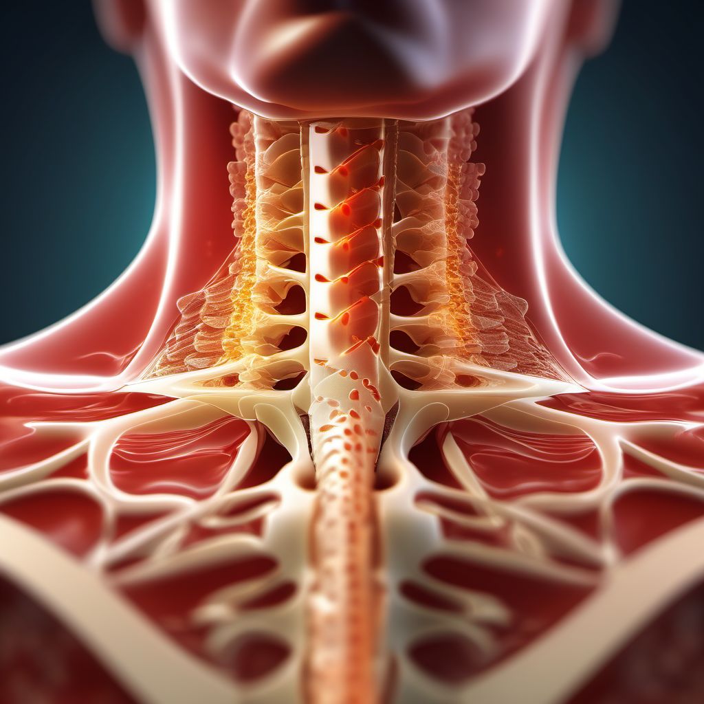 Other incomplete lesion at C2 level of cervical spinal cord digital illustration