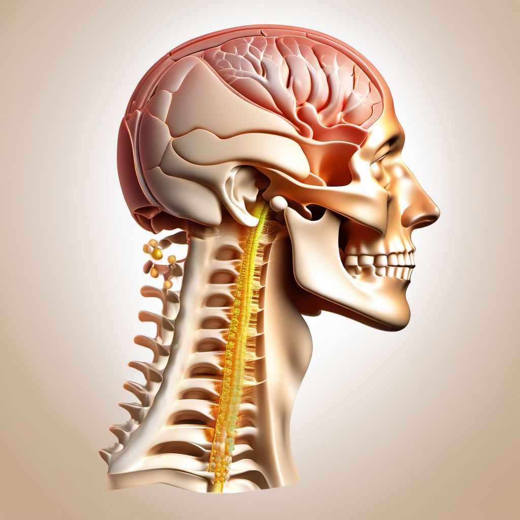 Other incomplete lesion at C8 level of cervical spinal cord digital illustration