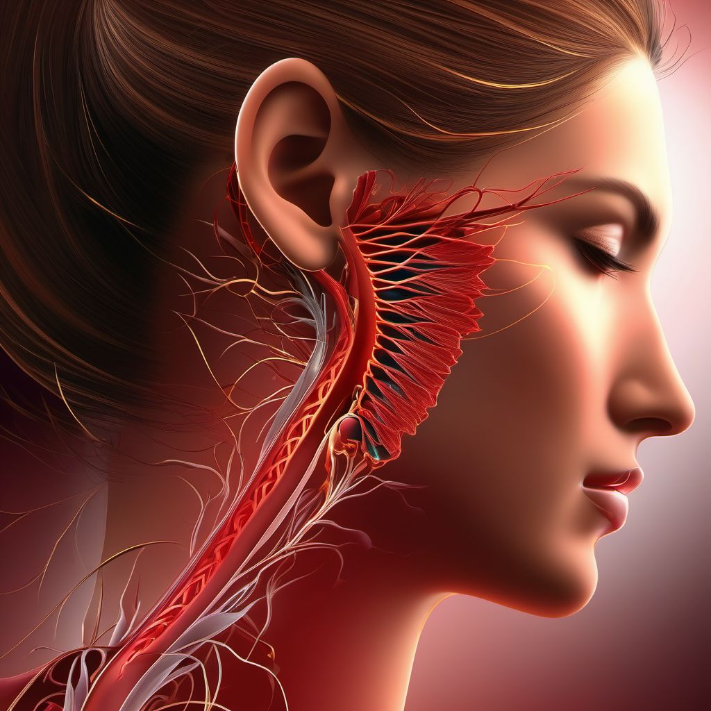 Minor laceration of carotid artery digital illustration