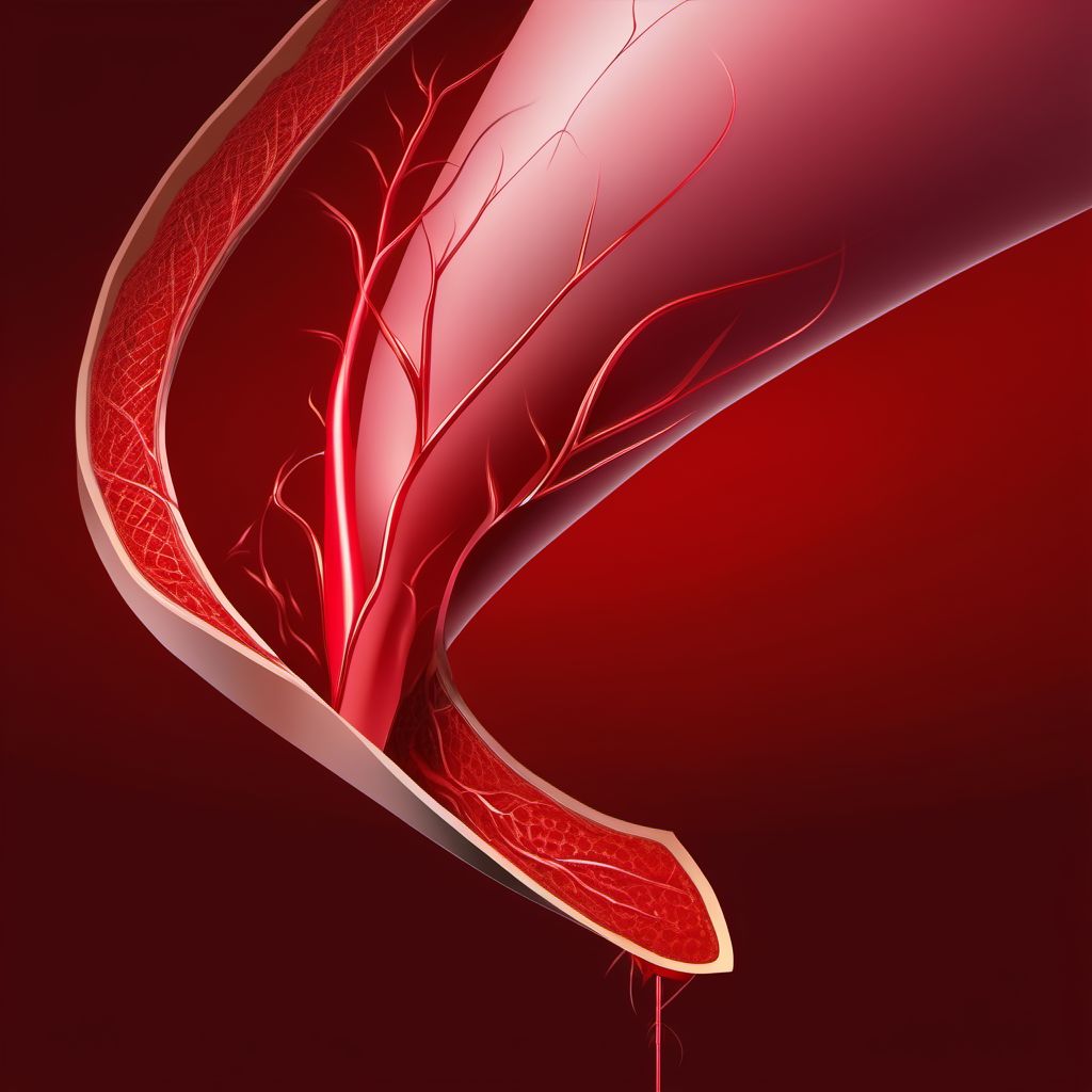 Minor laceration of left carotid artery digital illustration