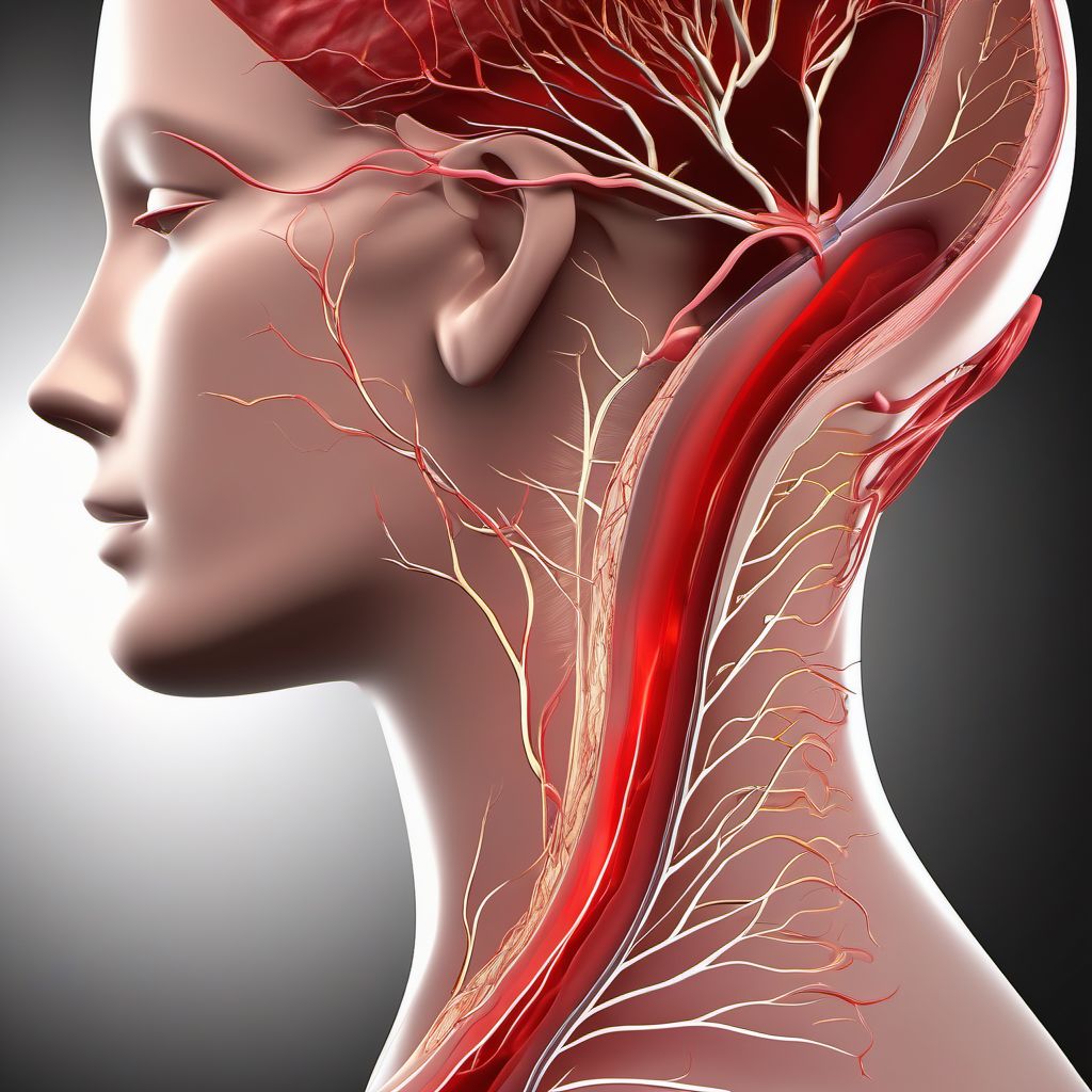 Major laceration of carotid artery digital illustration