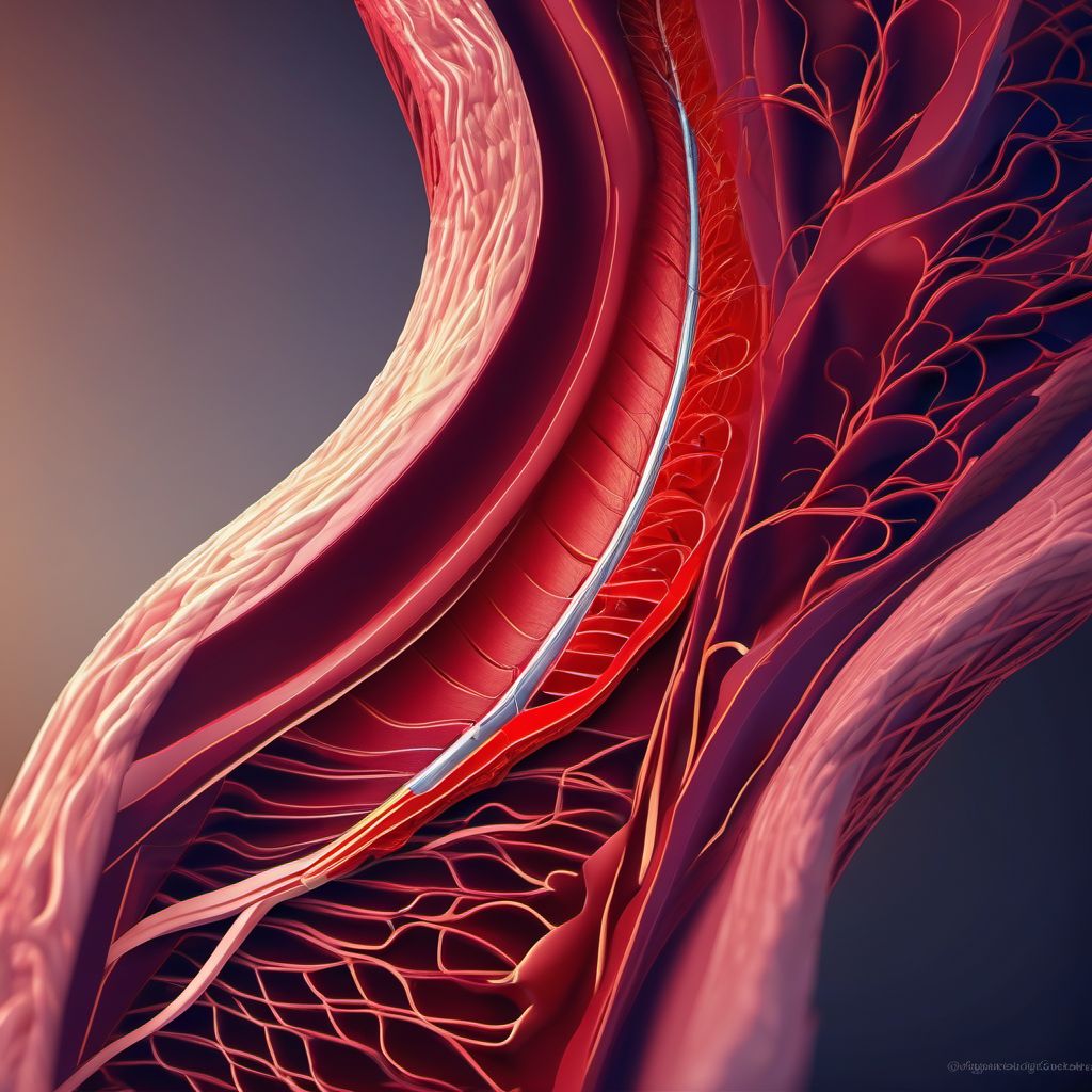 Major laceration of right carotid artery digital illustration