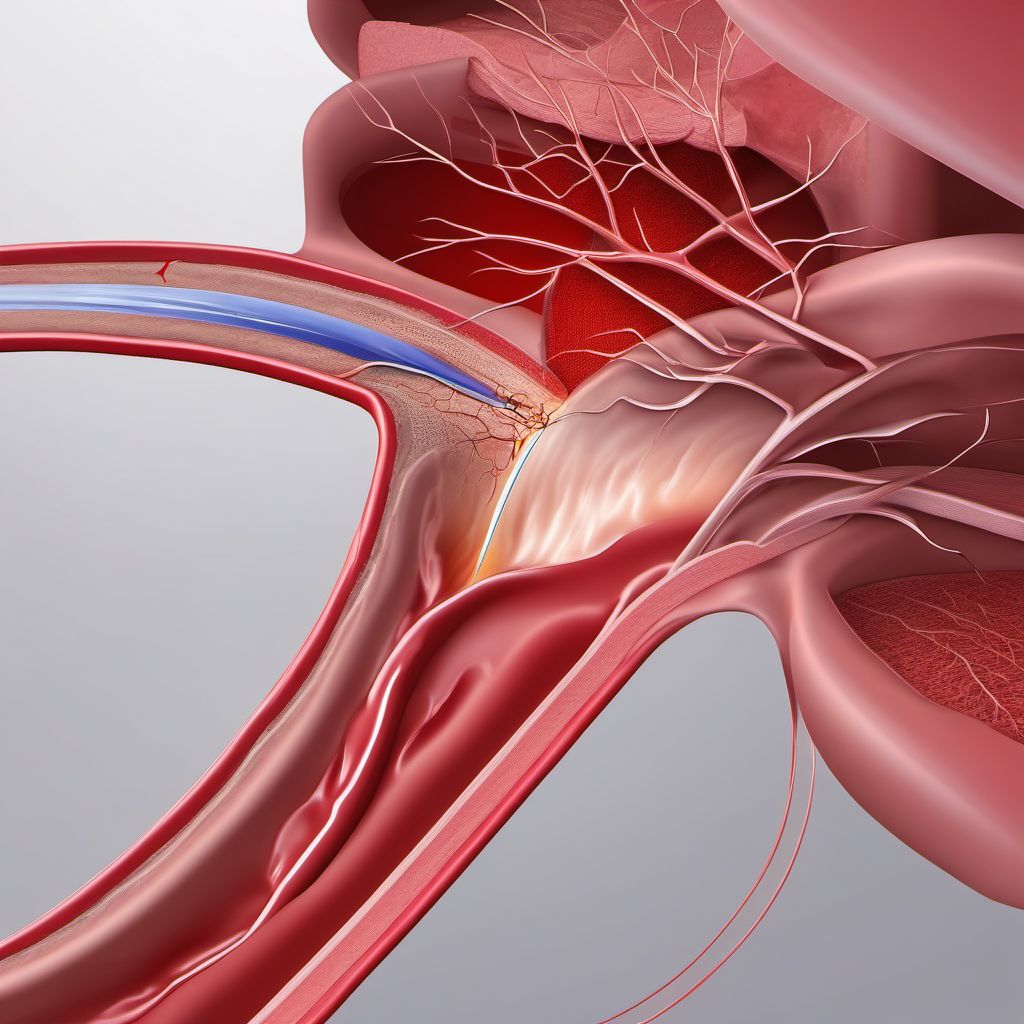 Major laceration of left carotid artery digital illustration