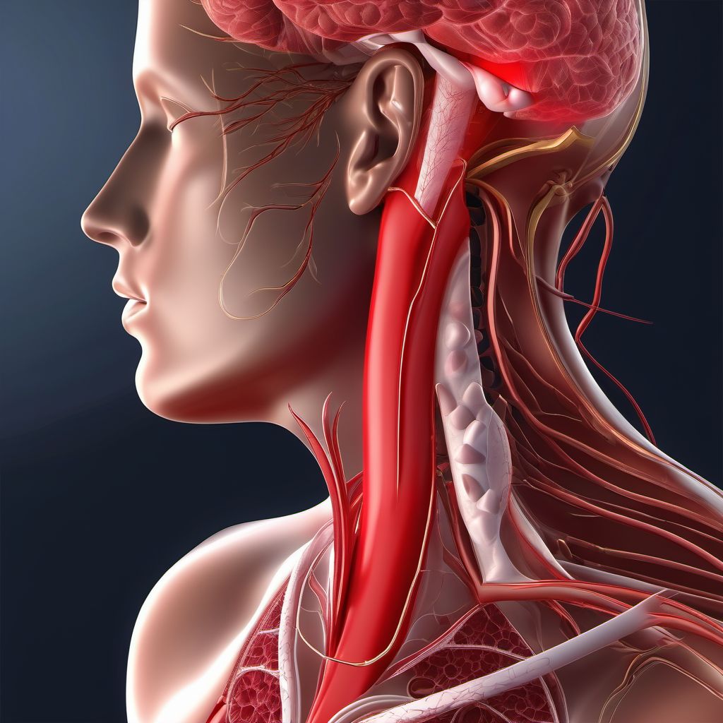 Other specified injury of right carotid artery digital illustration