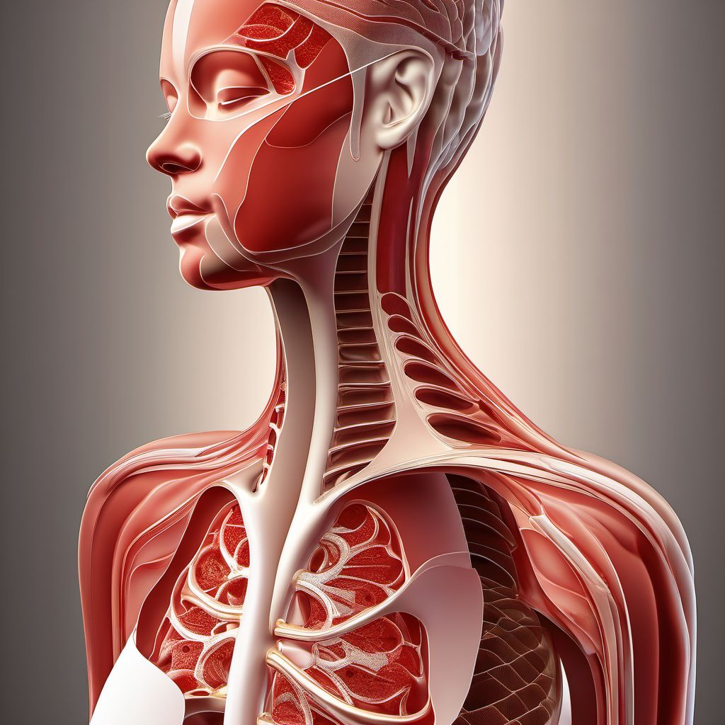 Unspecified injury of right vertebral artery digital illustration