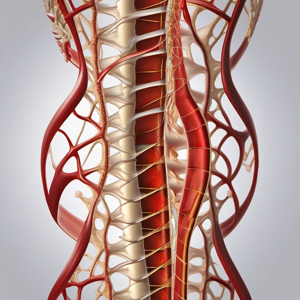 Minor laceration of vertebral artery digital illustration