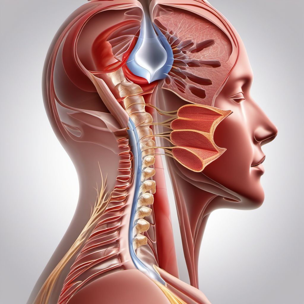 Major laceration of left vertebral artery digital illustration