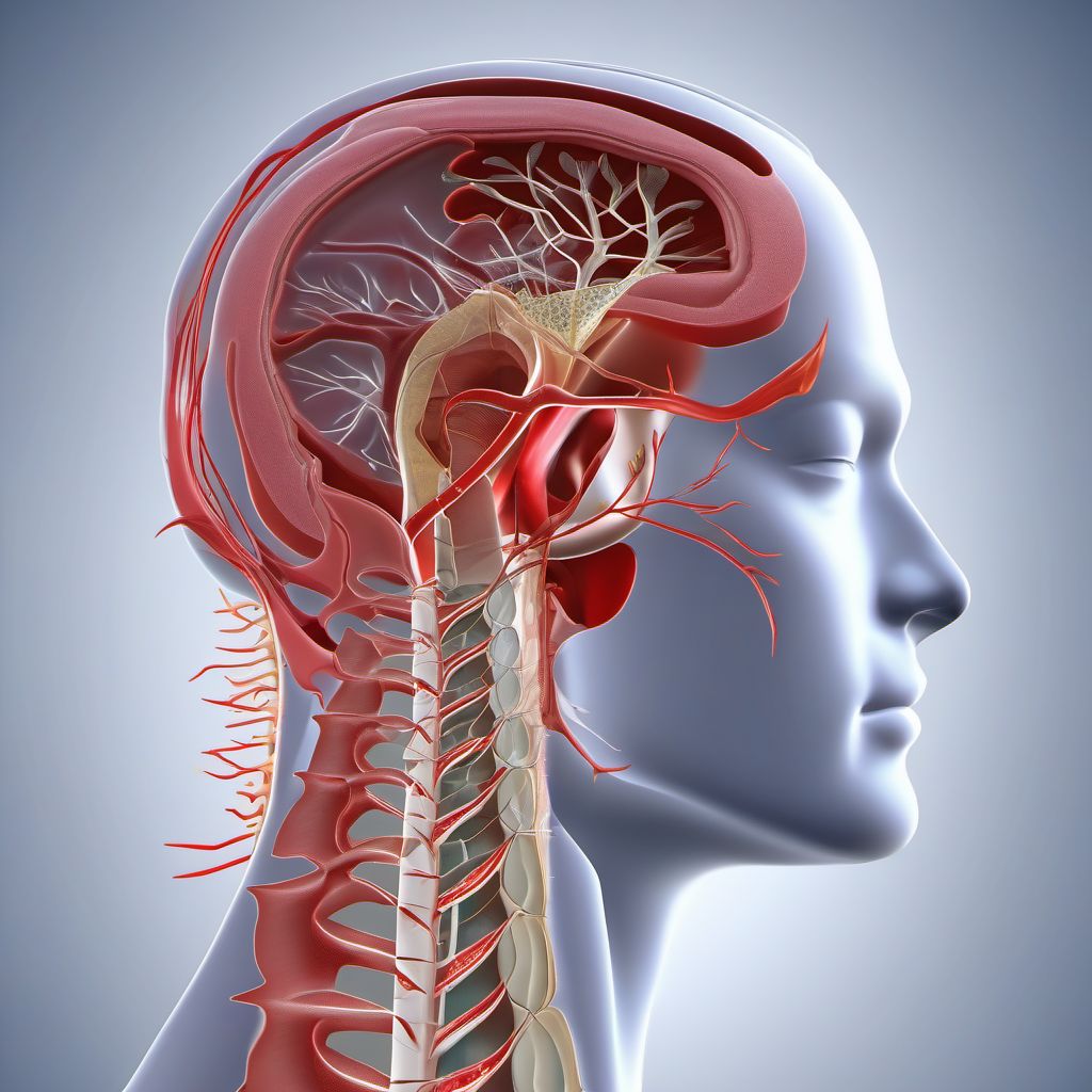 Major laceration of unspecified vertebral artery digital illustration