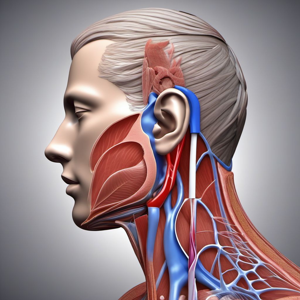 Injury of external jugular vein digital illustration