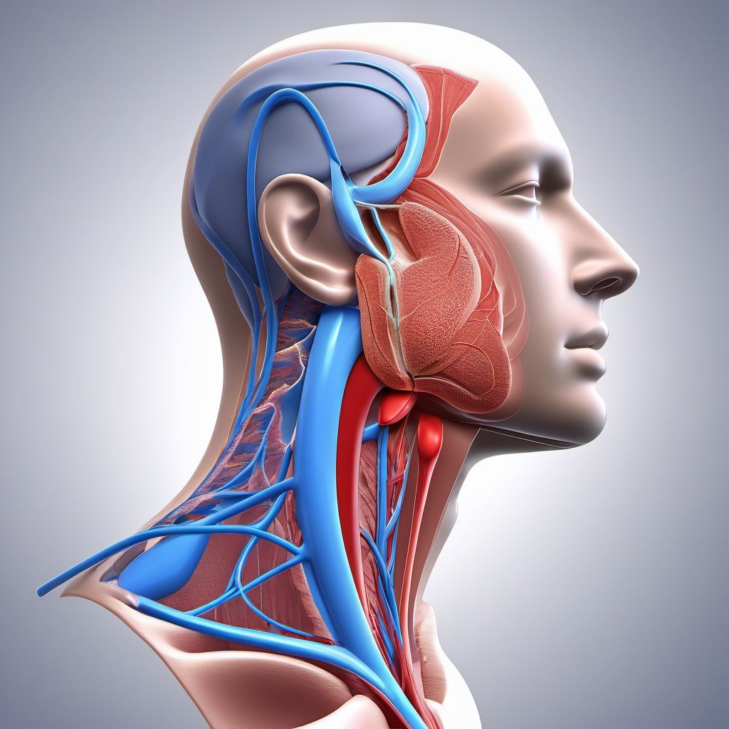 Unspecified injury of right external jugular vein digital illustration