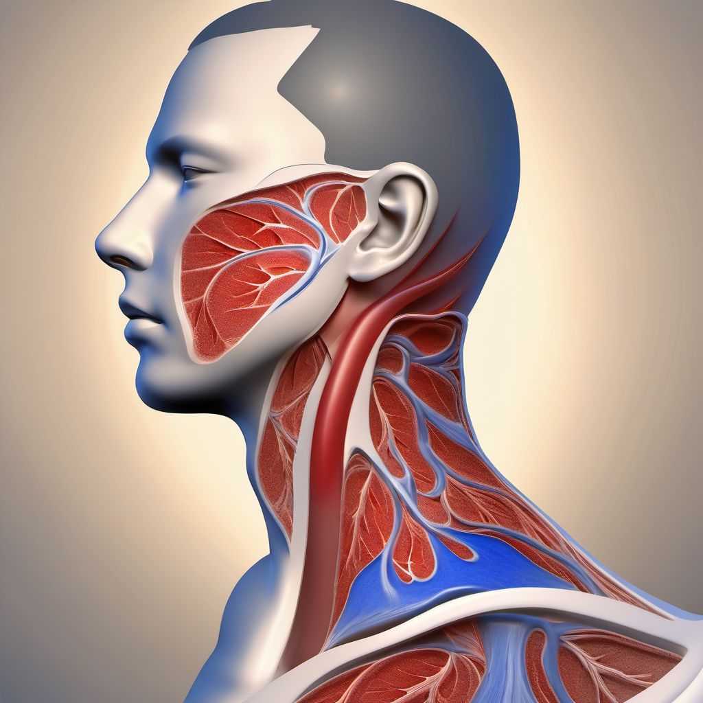 Minor laceration of right external jugular vein digital illustration