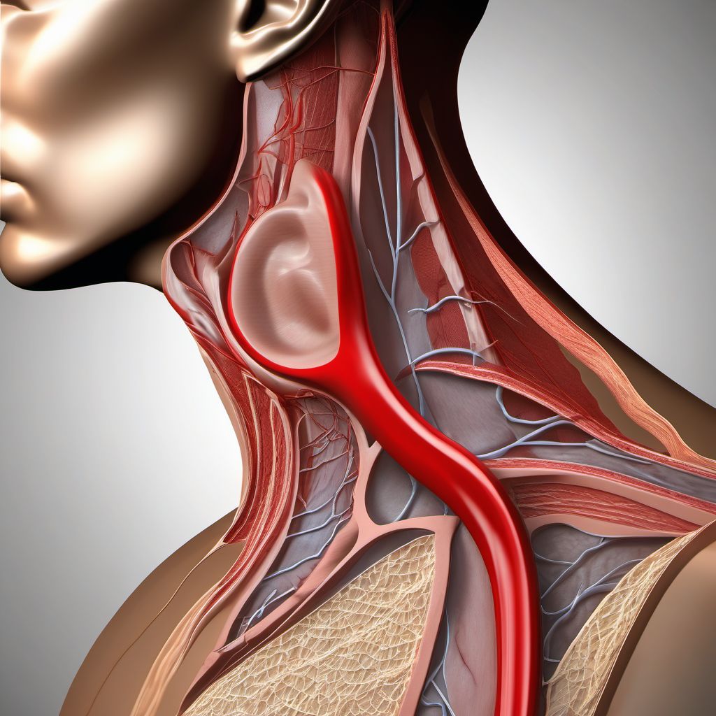 Major laceration of unspecified external jugular vein digital illustration